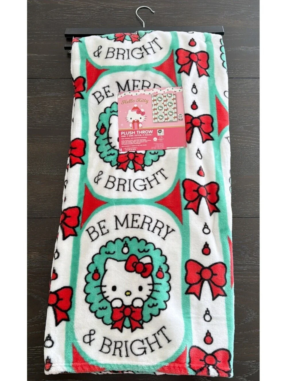 Sanrio Hello Kitty Plush Throw Blanket 60x50 Oversized Holiday Christmas Design